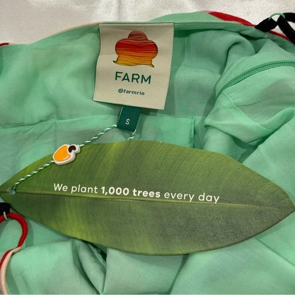 NWT Farm Rio Colorful Monstera Mini Dress Small Wrap Linen Boho Vacay Beach Gift - Picture 11 of 16